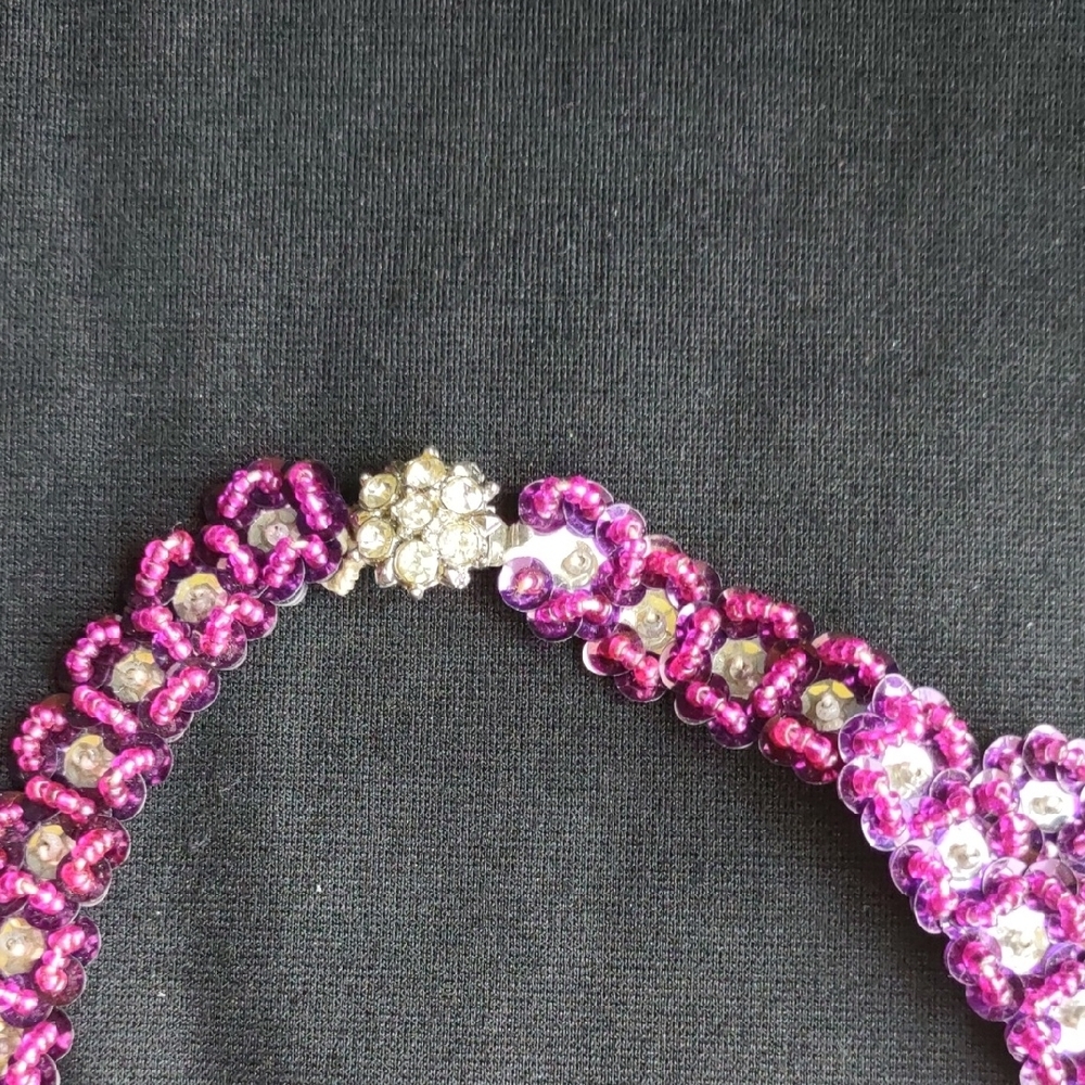 Elegant Handmade Purple Beaded Necklace - Picture 2 of 7